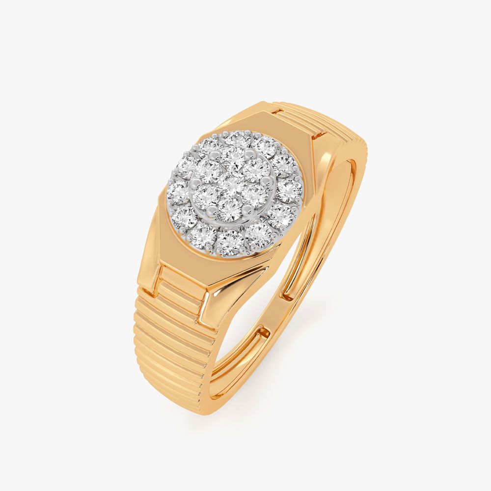 Clustered Glow 14Kt Yellow Gold Diamond Ring for Men-Diamond-ORG26L30