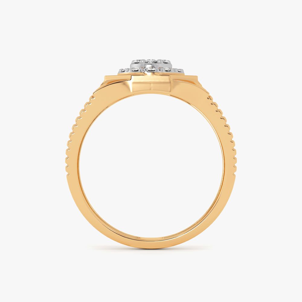 Clustered Glow 14Kt Yellow Gold Diamond Ring for Men-Diamond-ORG26L30