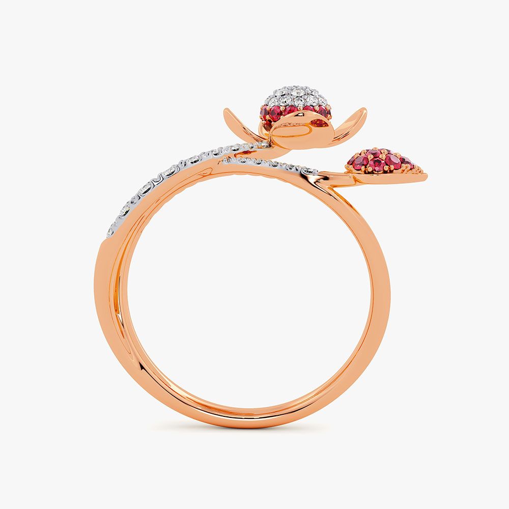 Shine 14Kt Diamond and Red Stone Ring-Rings-ORG26LC1