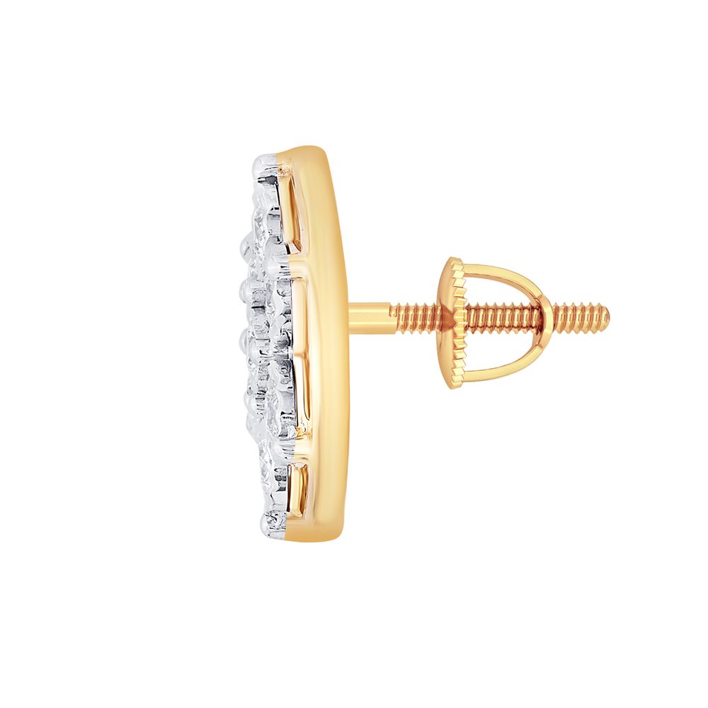 Timeless Yellow Gold Crown Star Earrings with Diamonds-All Jewellery-OSE17003-M300R0B