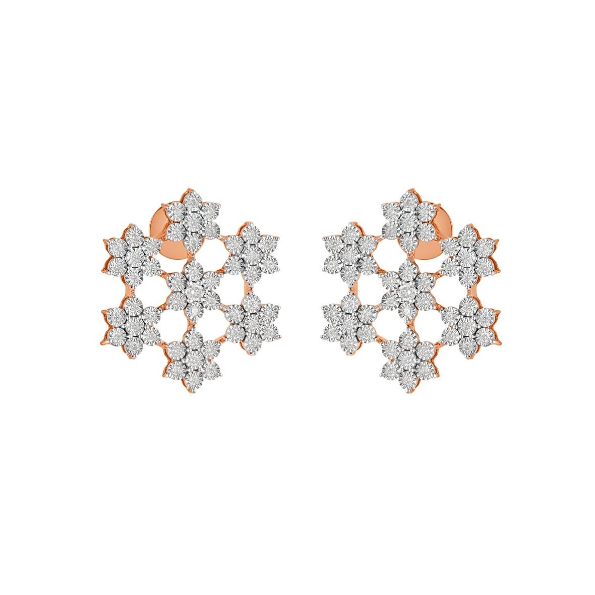 Floral Diamond Earrings-Earrings-OSE18001-D400R0B