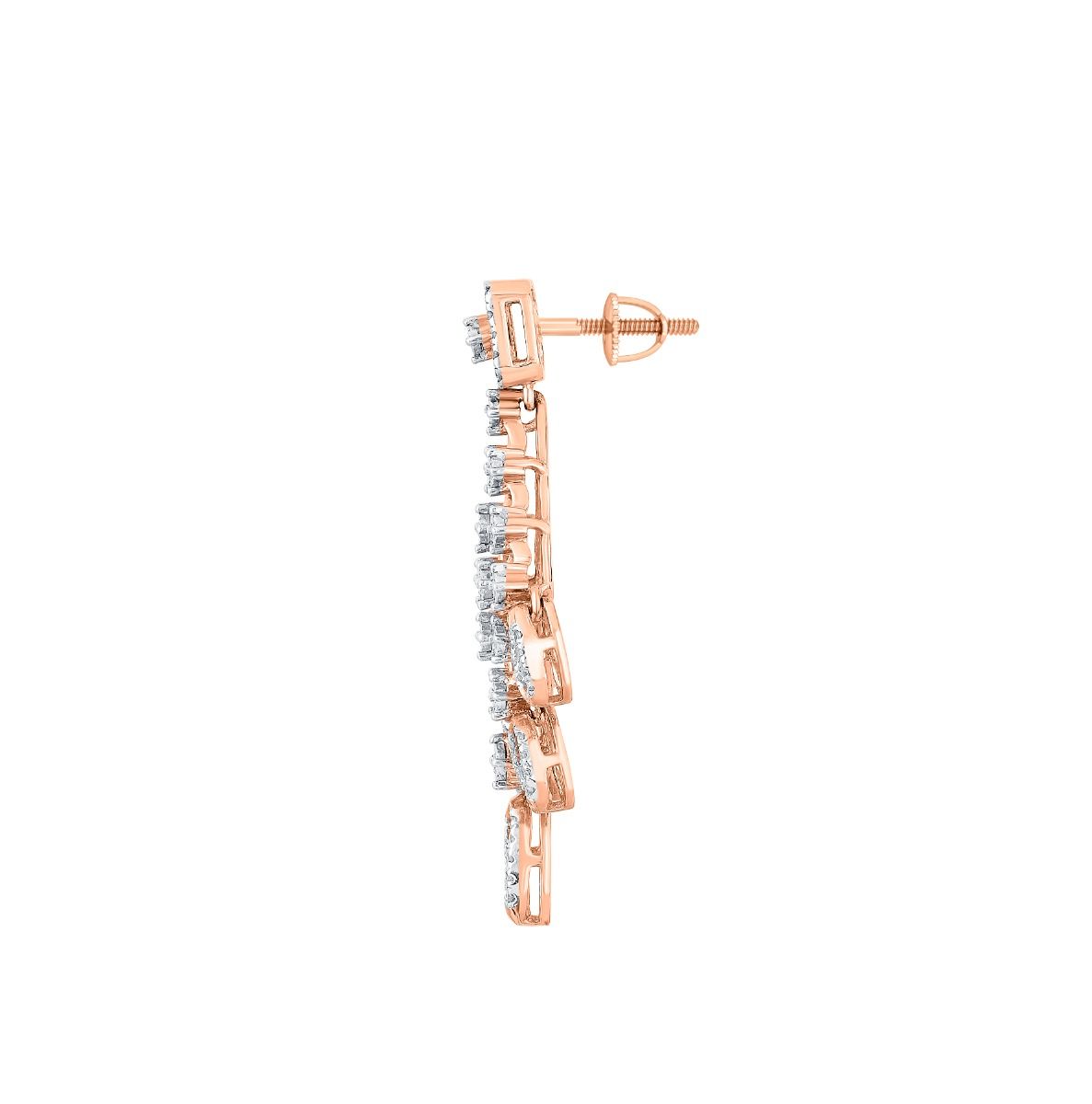 Stylish Chandelier Earrings and Necklace Set in Diamonds-All Jewellery-ONS18040-D400X0C
