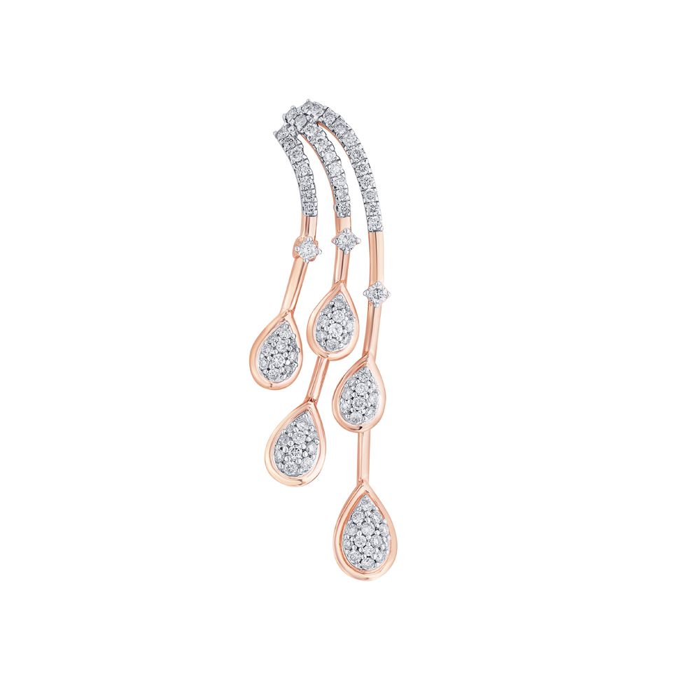 Classic Diamond Drop 14KT Rose Gold Earrings-All Jewellery-OSE18095-D400X0C