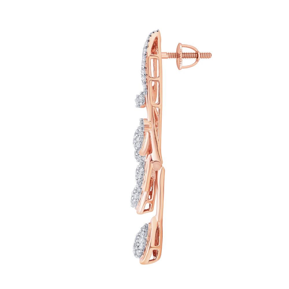 Classic Diamond Drop 14KT Rose Gold Earrings-All Jewellery-OSE18095-D400X0C