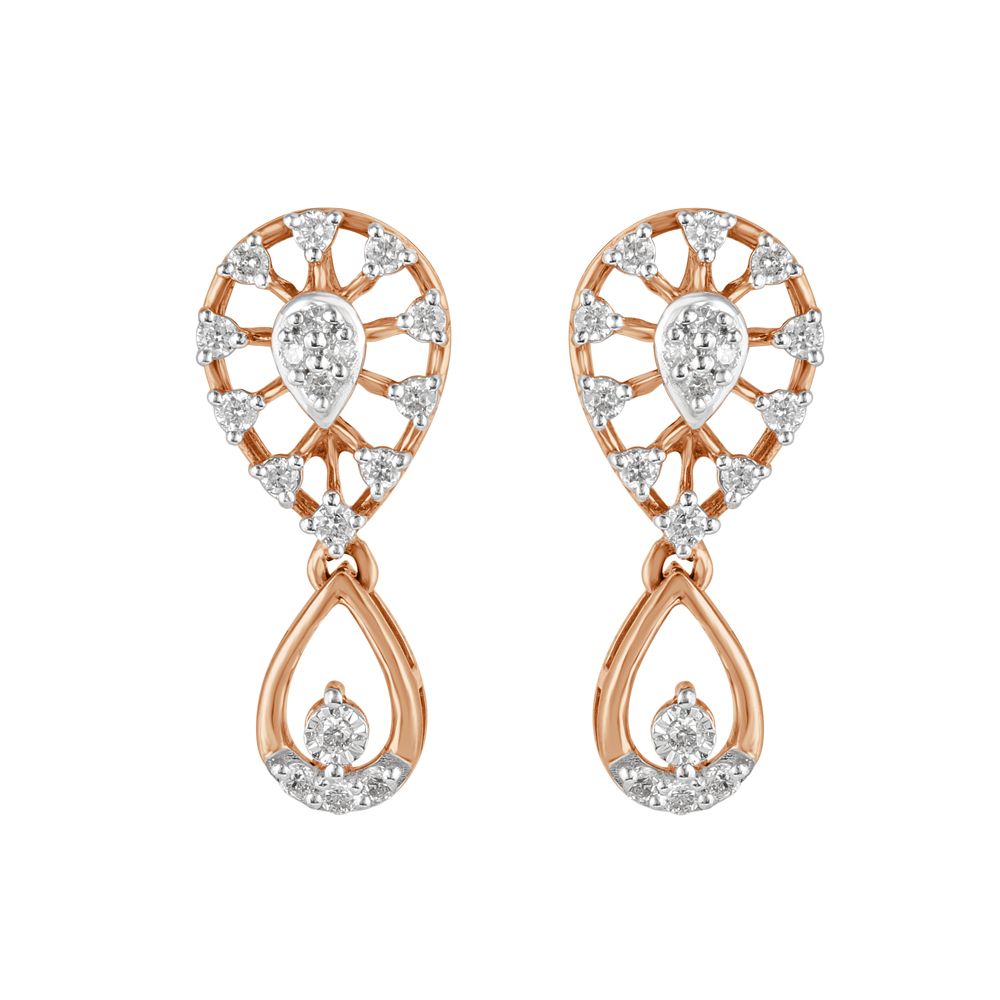 Elegant Diamond Earrings and Necklace in Rose Gold-All Jewellery-ONS19028-D400X0C