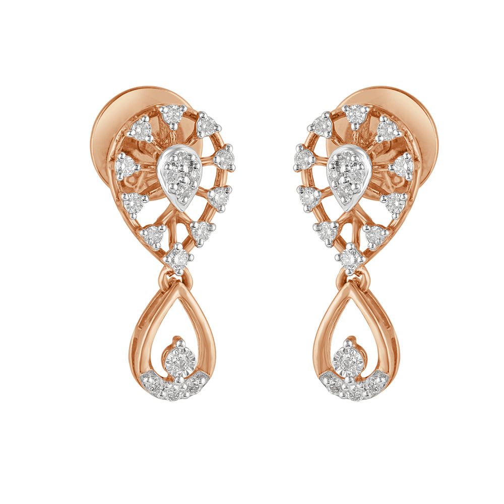 Elegant Diamond Earrings and Necklace in Rose Gold-All Jewellery-ONS19028-D400X0C