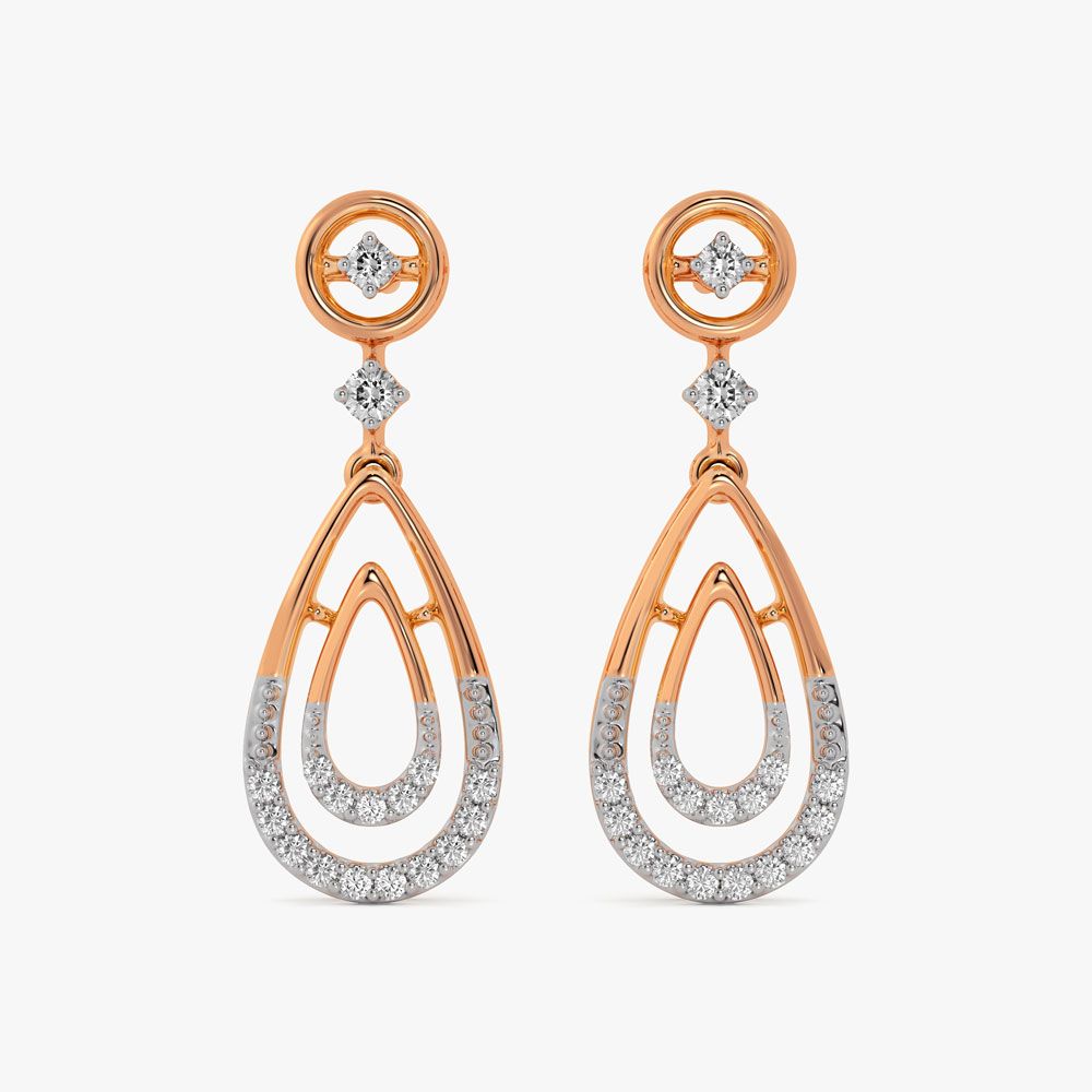 Enchanting Diamond and Rose Gold Earrings-All Jewellery-OSE19034-D400X0C