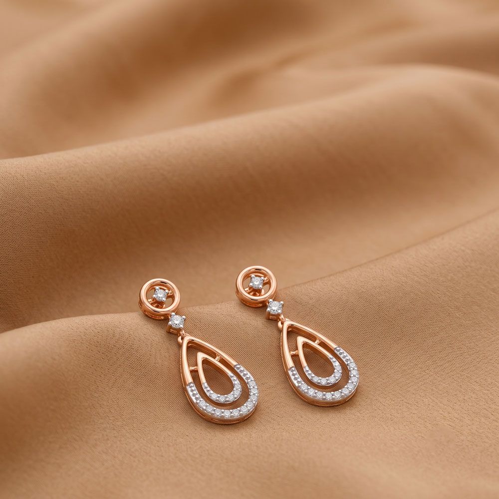 Enchanting Diamond and Rose Gold Earrings-All Jewellery-OSE19034-D400X0C