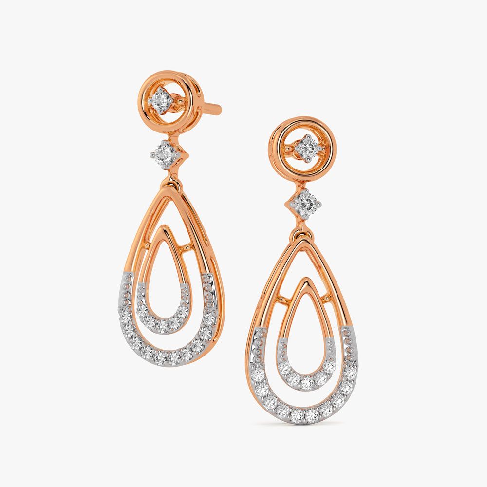Enchanting Diamond and Rose Gold Earrings-All Jewellery-OSE19034-D400X0C