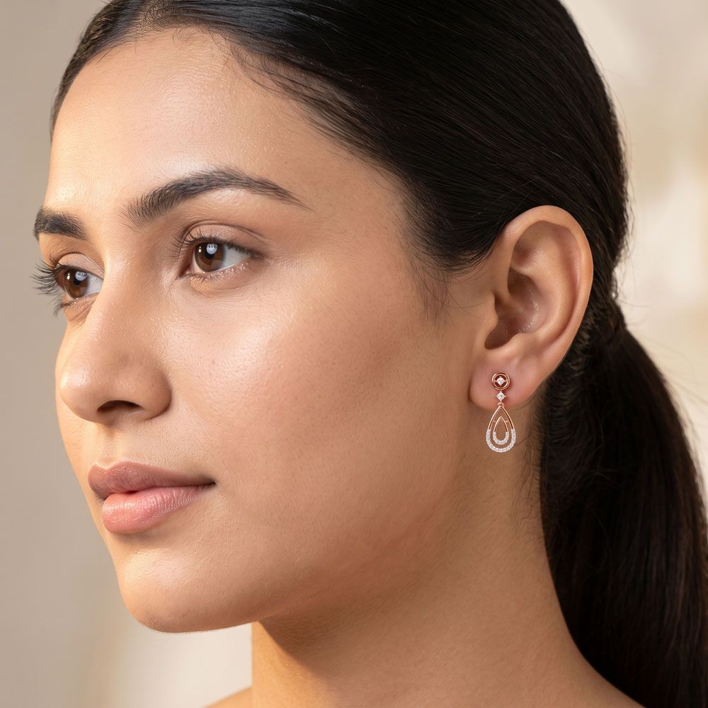 Enchanting Diamond and Rose Gold Earrings-All Jewellery-OSE19034-D400X0C
