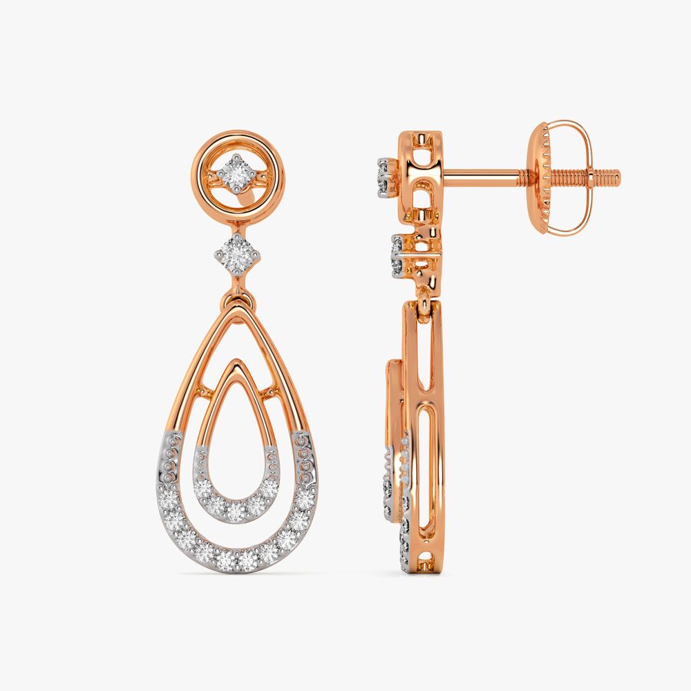 Enchanting Diamond and Rose Gold Earrings-All Jewellery-OSE19034-D400X0C