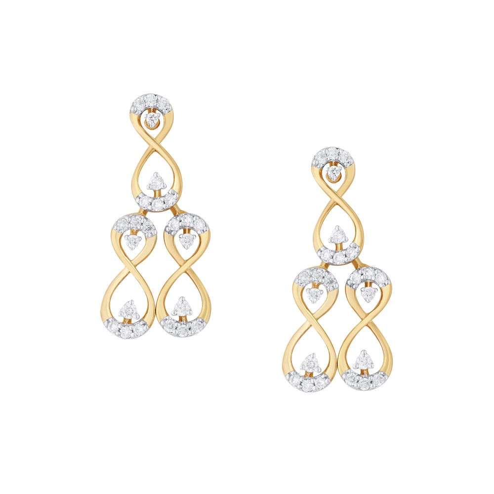 Curved Design Yellow Gold Necklace and Earrings Set-All Jewellery-ONS19039-D300R1B