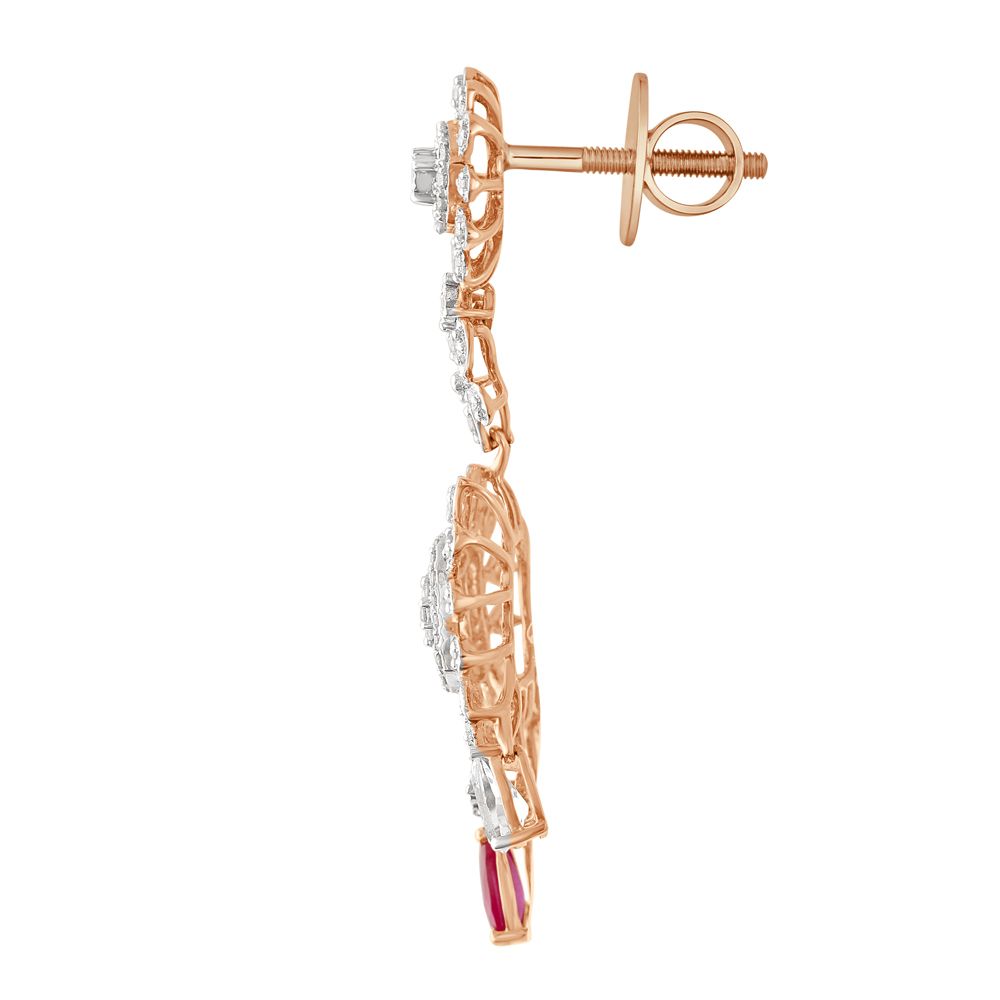 Attractive Pink Gemstone and Diamond Earrings-All Jewellery-OSE19117-D909X0C