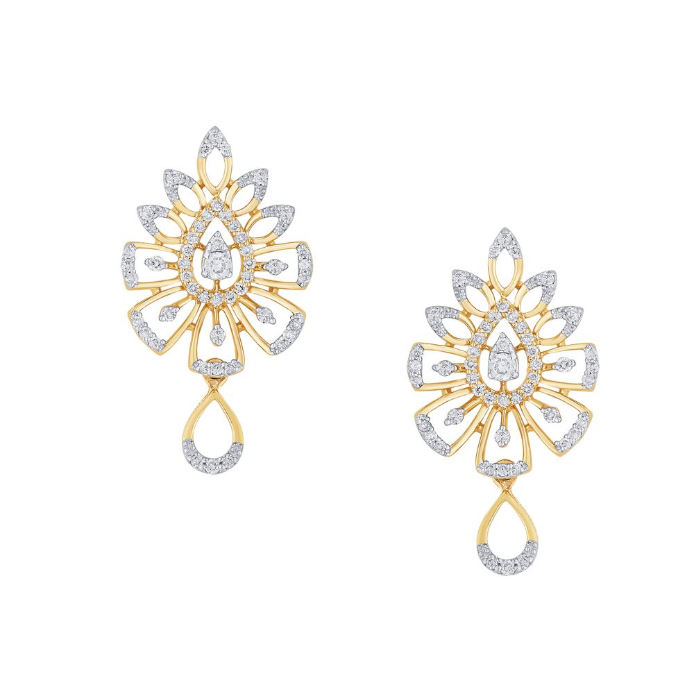 Bejewelled Leaf Design 14KT Rose Gold Jewellery Set-All Jewellery-ONS20002-D400X0C