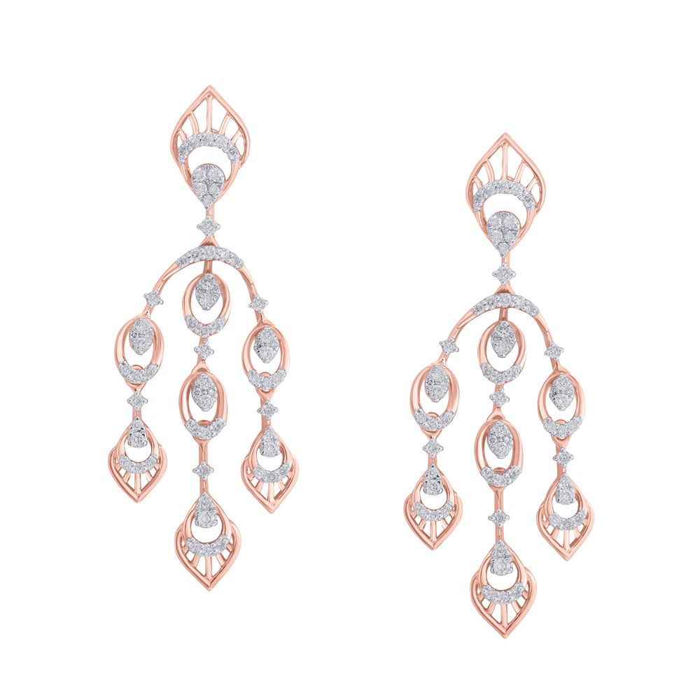 Expansive Chandelier Diamond Earrings and Rose Gold Necklace-All Jewellery-ONS21012-D400X0C