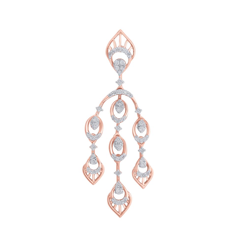 Expansive Chandelier Diamond Earrings and Rose Gold Necklace-All Jewellery-ONS21012-D400X0C