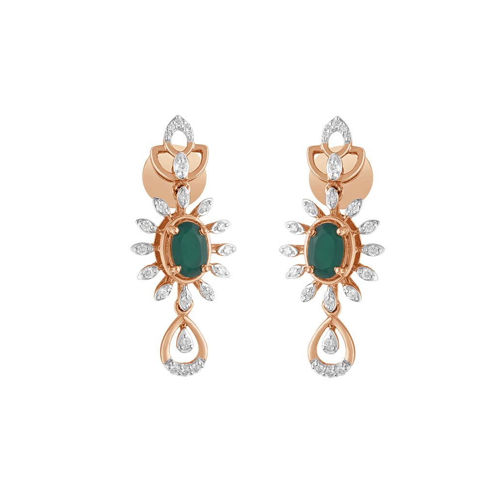 Fashionable Earrings and Necklace Set in Rose Gold-Diamond-ONS21027-D409X0C