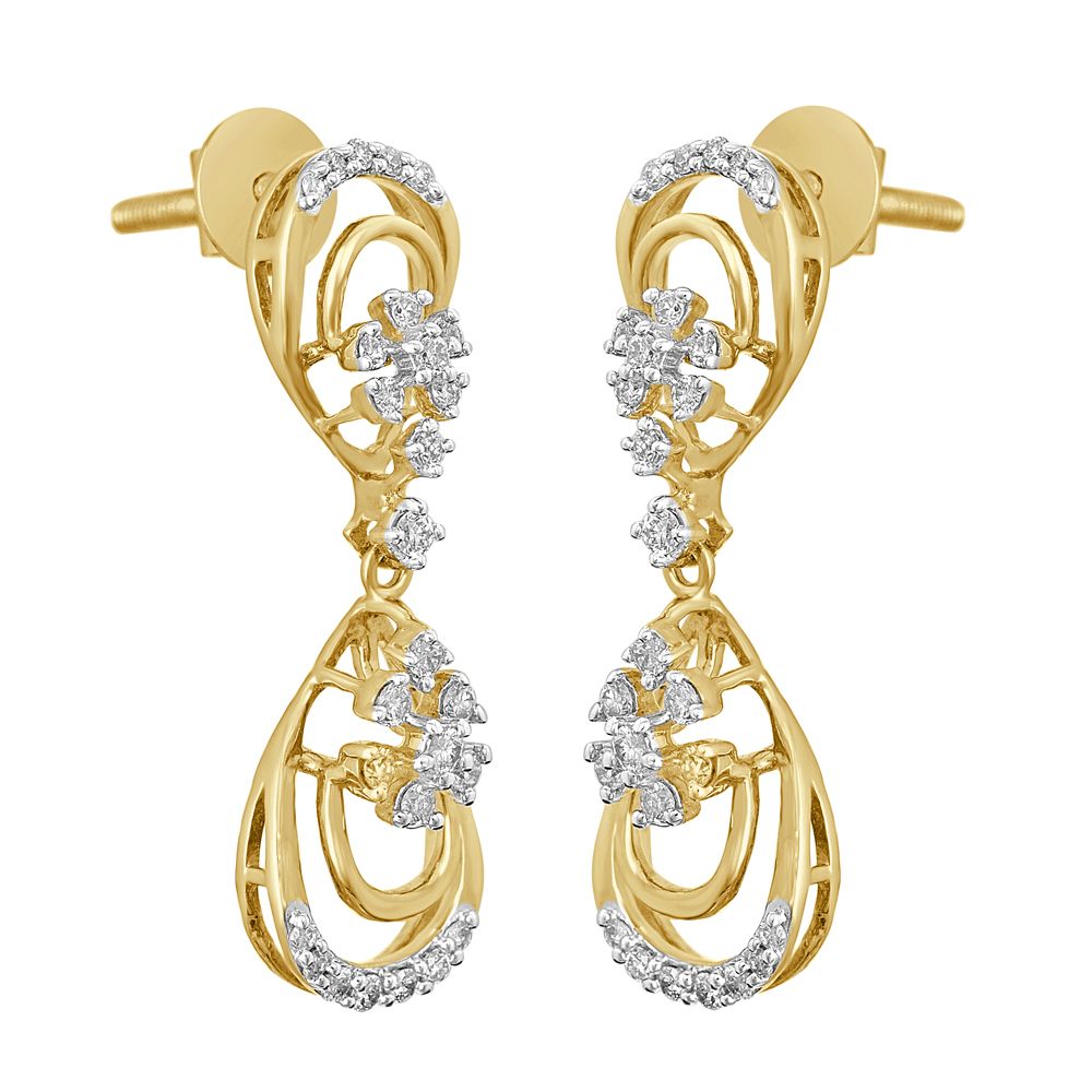 Elegant Rose Gold Teardrop Floral Earrings -All Jewellery-OSE22118-D400X0C