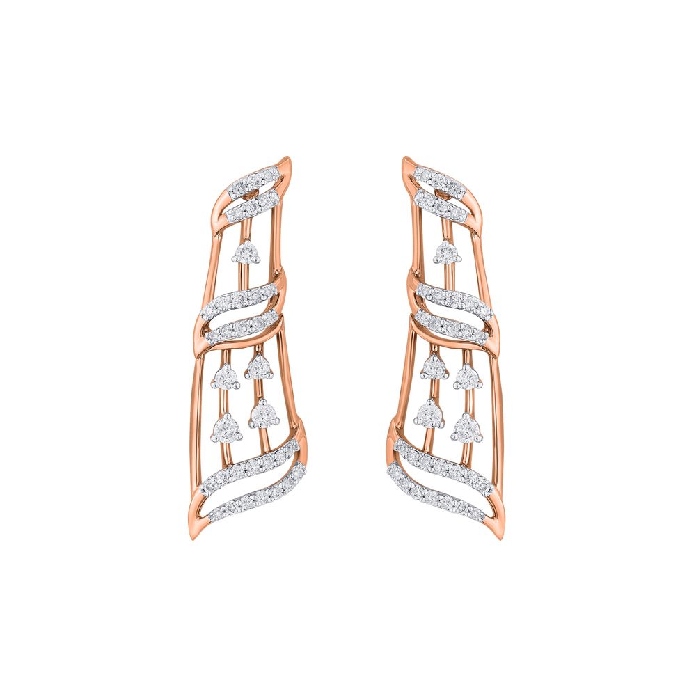 Chic Wave Pattern Diamond Necklace and Earrings Set-All Jewellery-ONS22168-D900X0C