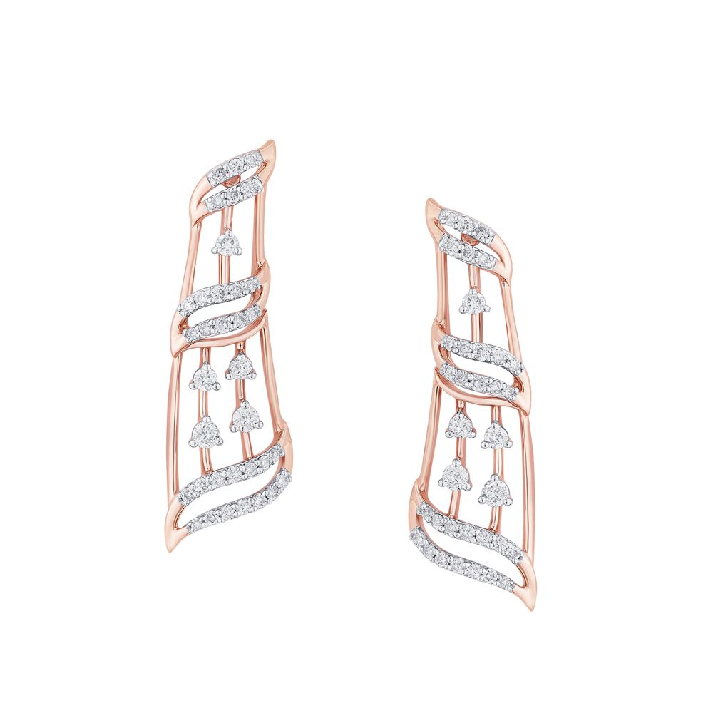 14KT Rose Gold Earrings With Diamonds-All Jewellery-OSE22168-D900X0C
