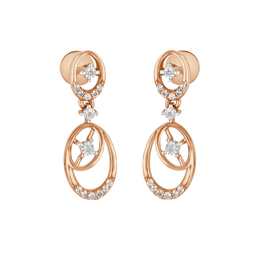Uniquely Designed 14Kt Rose Gold Necklace and Earring Set-All Jewellery-ONS22176-D400X0C