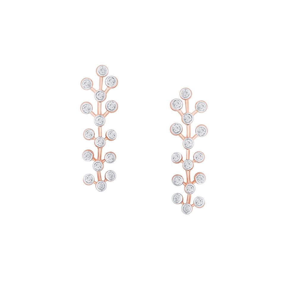 Leaf Design Diamond Earrings-All Jewellery-OSE22178-D900X0C