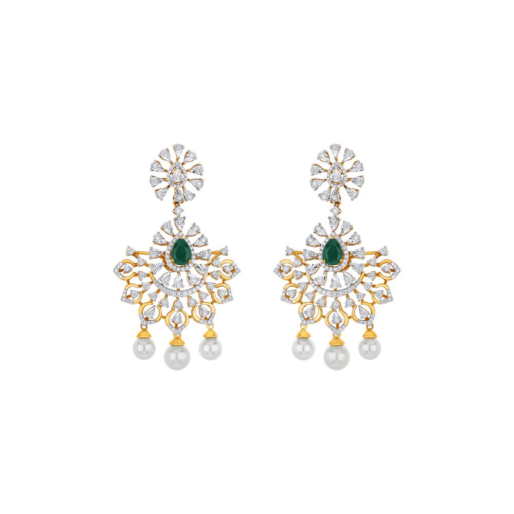 Ethereal Diamond Necklace and Earring Set in 18Kt Yellow Gold-Diamond-ONS22190-D309R0B