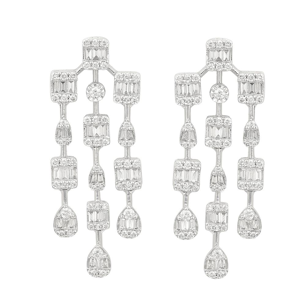 Diamond Danglers and Necklace in Shimmering White Gold-All Jewellery-ONS22193-D300W0C