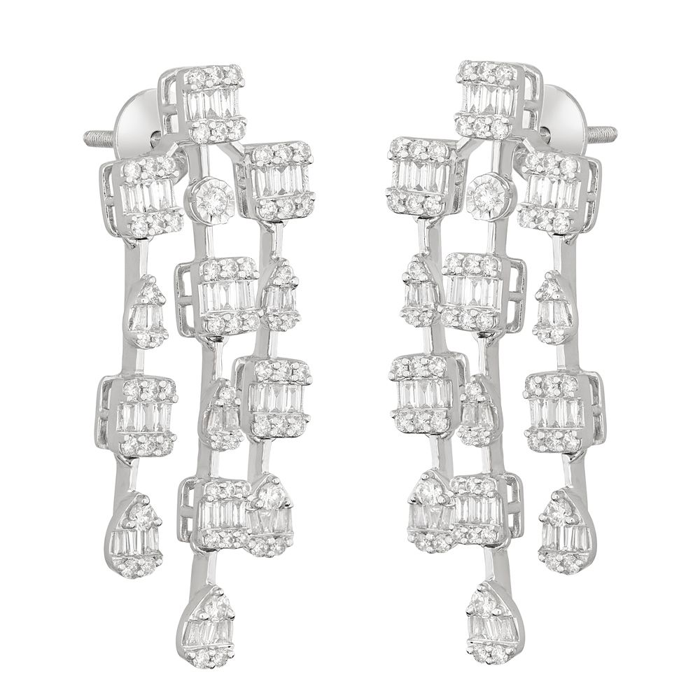 Diamond Danglers and Necklace in Shimmering White Gold-All Jewellery-ONS22193-D300W0C