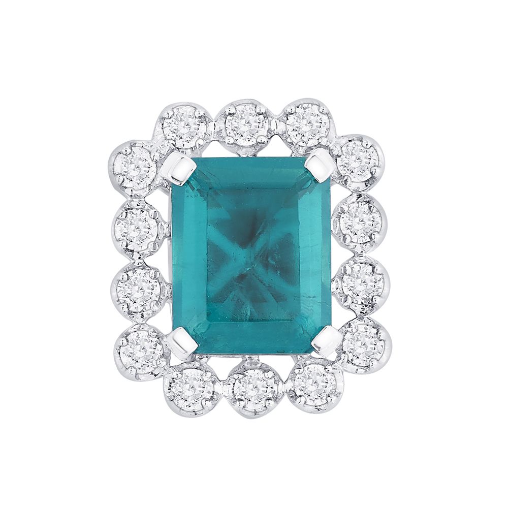 Stylish Gemstone and Diamond Crown Star Earrings-All Jewellery-OSE23014-A311W0B