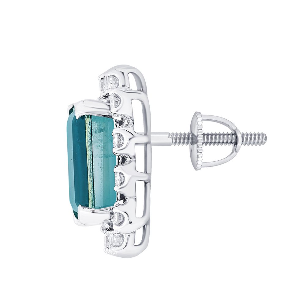 Stylish Gemstone and Diamond Crown Star Earrings-All Jewellery-OSE23014-A311W0B