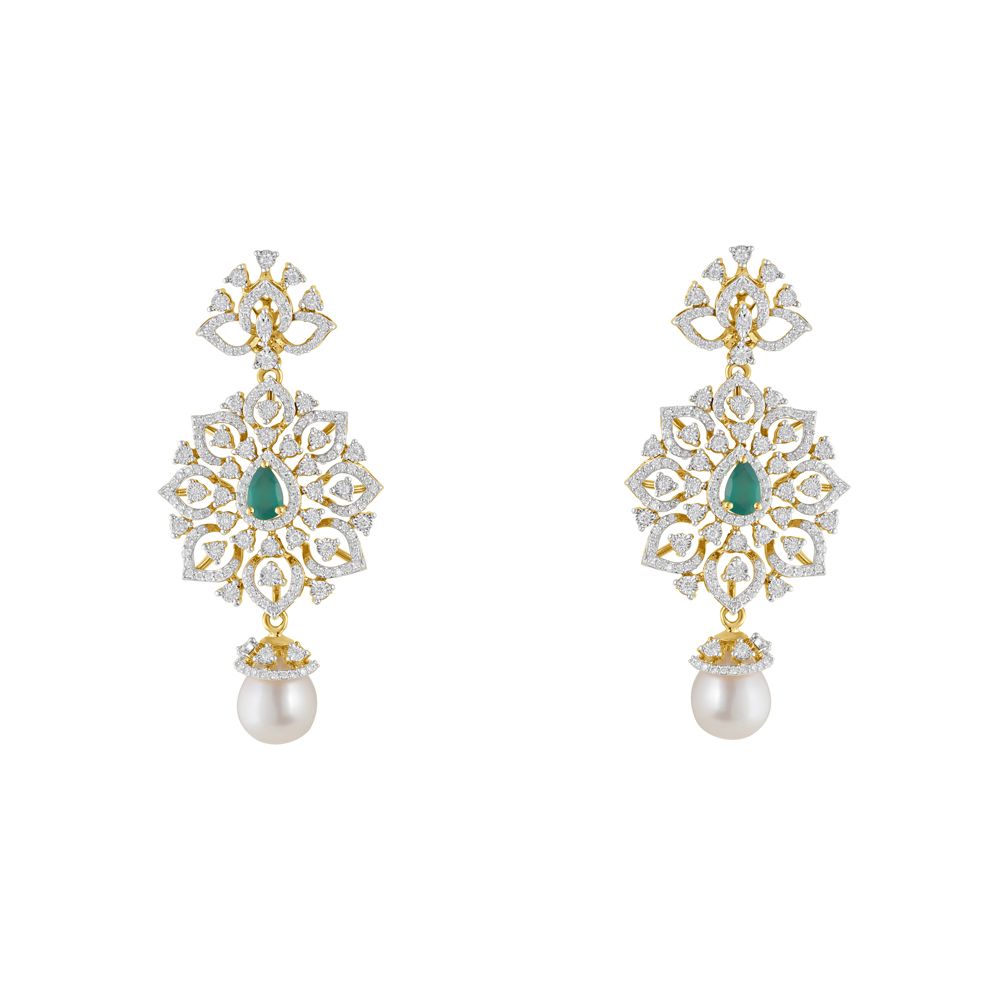 18Kt Yellow Gold Dazzling Earrings and Necklace Set-All Jewellery-ONS23017-D309R0B