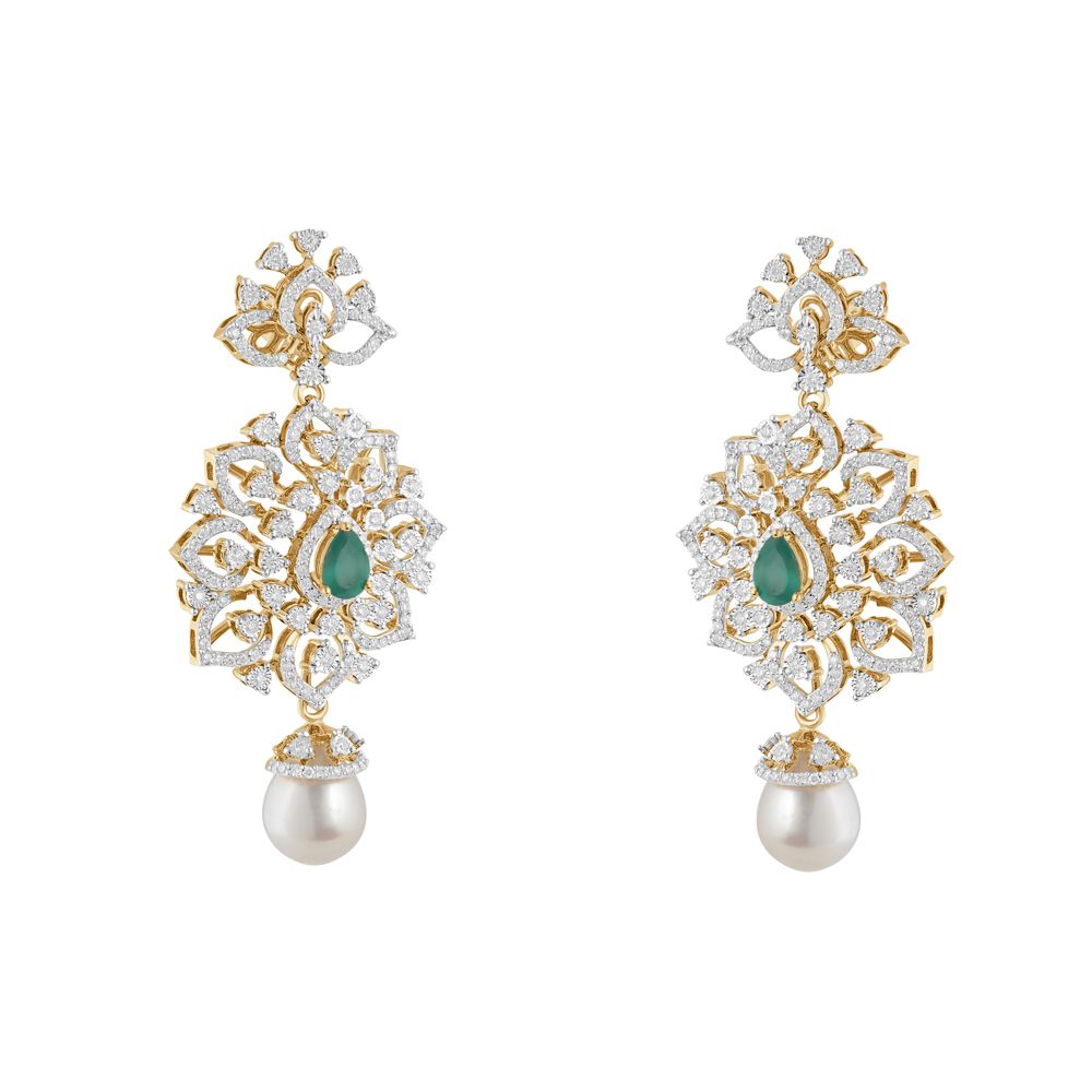 18Kt Yellow Gold Dazzling Earrings and Necklace Set-All Jewellery-ONS23017-D309R0B