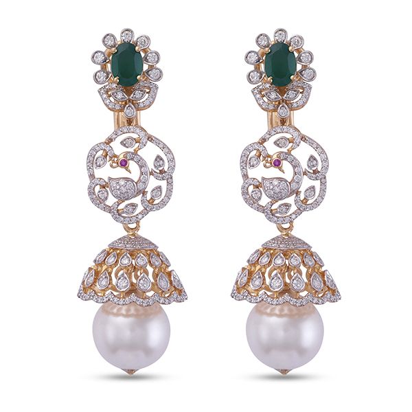 Glorious Diamond Yellow Gold Earrings-All Jewellery-OSE23019-D309R0B