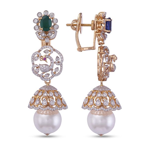 Glorious Diamond Yellow Gold Earrings-All Jewellery-OSE23019-D309R0B