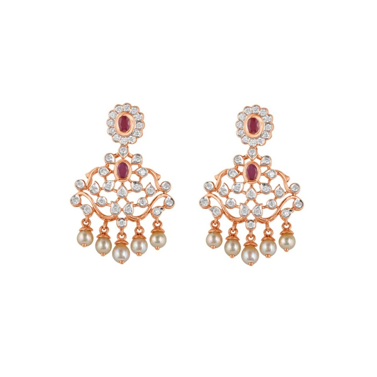 Alluring 18Kt Rose Gold Necklace and Earrings-All Jewellery-ONS23023-D309X0B