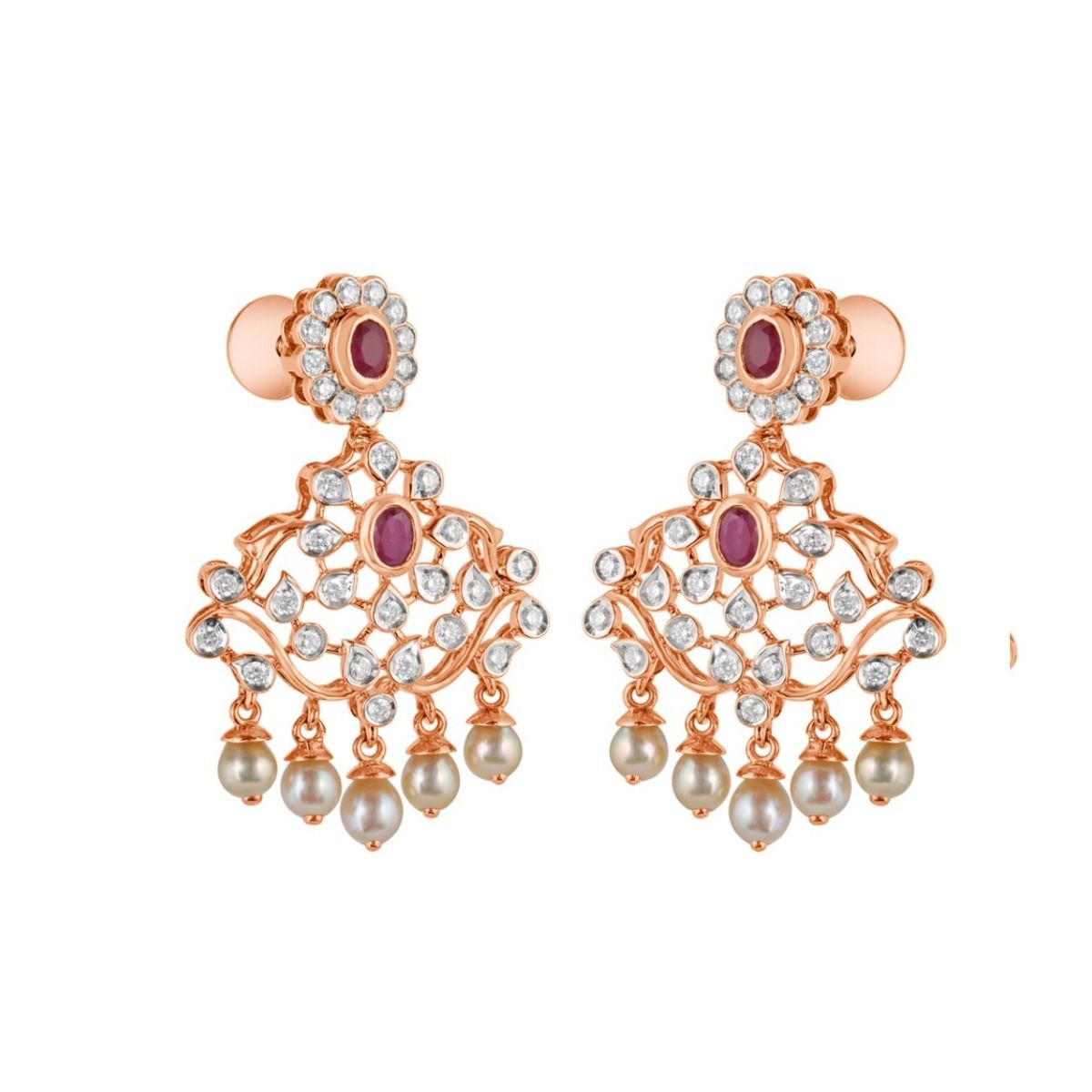 Alluring 18Kt Rose Gold Necklace and Earrings-All Jewellery-ONS23023-D309X0B