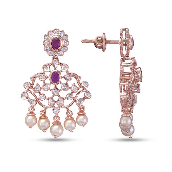 Alluring 18KT Rose Gold Earrings-All Jewellery-OSE23023-D309X0B