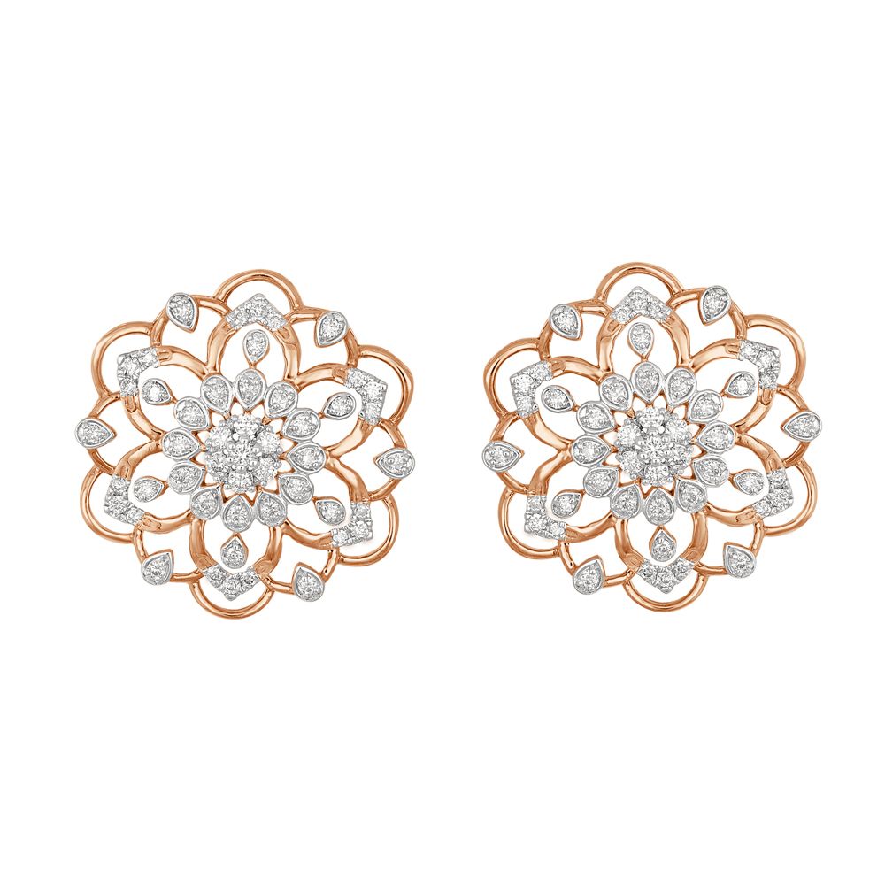 Floral Earrings and Necklace Set in Rose Gold-All Jewellery-ONS23029-D400X0B