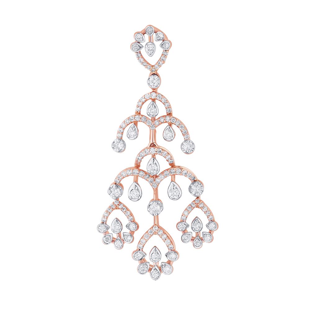 Rose Gold Necklace and Earrings Set With Diamonds-All Jewellery-ONS23037-D300X0B