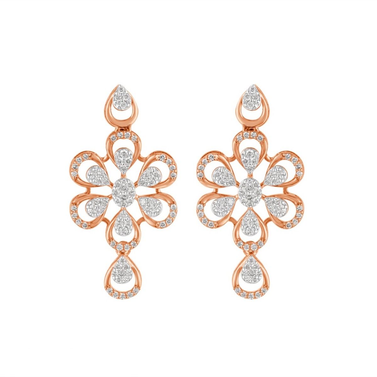 Circle Designed 14Kt Rose Gold Necklace and Earrings Set-All Jewellery-ONS23042-D900X0C