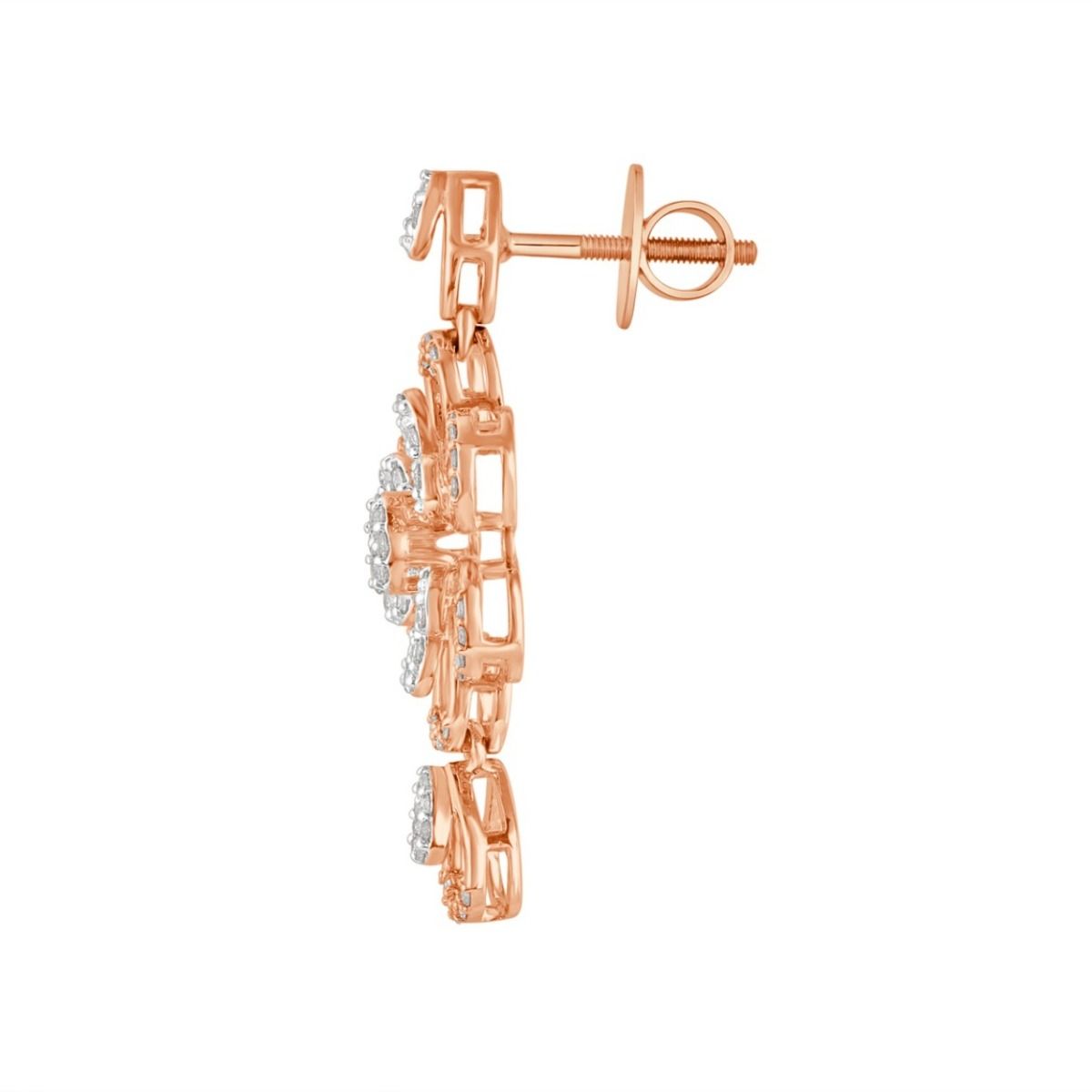 Circle Designed 14Kt Rose Gold Necklace and Earrings Set-All Jewellery-ONS23042-D900X0C