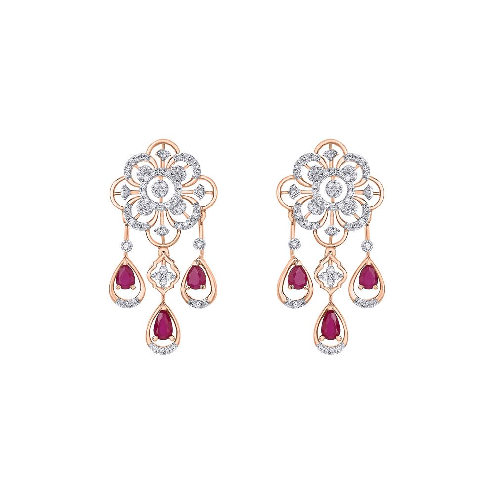 Dewdrop Design Red Gemstone Jewellery Set-All Jewellery-ONS23047-D410X0B