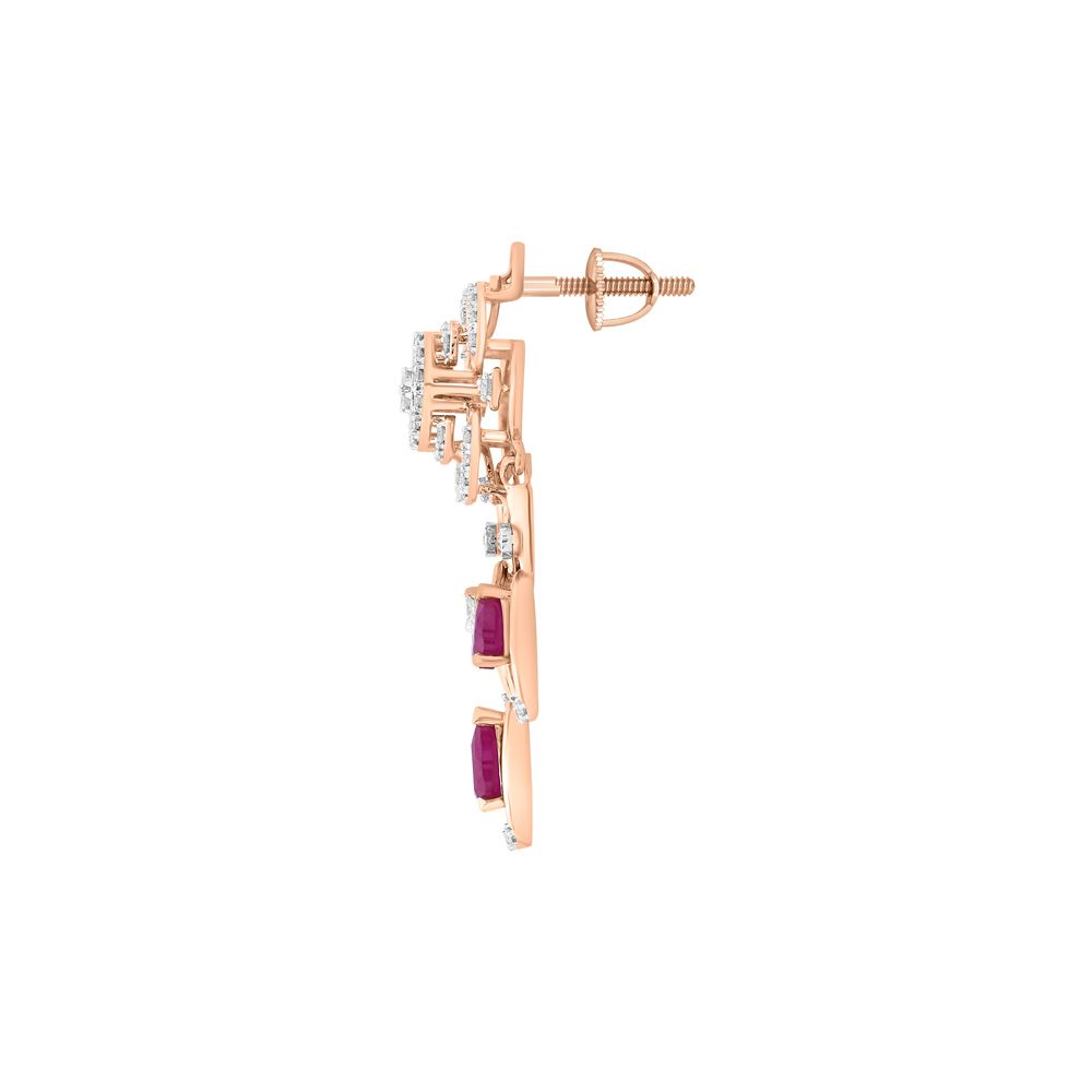 Dewdrop Design Red Gemstone Jewellery Set-All Jewellery-ONS23047-D410X0B