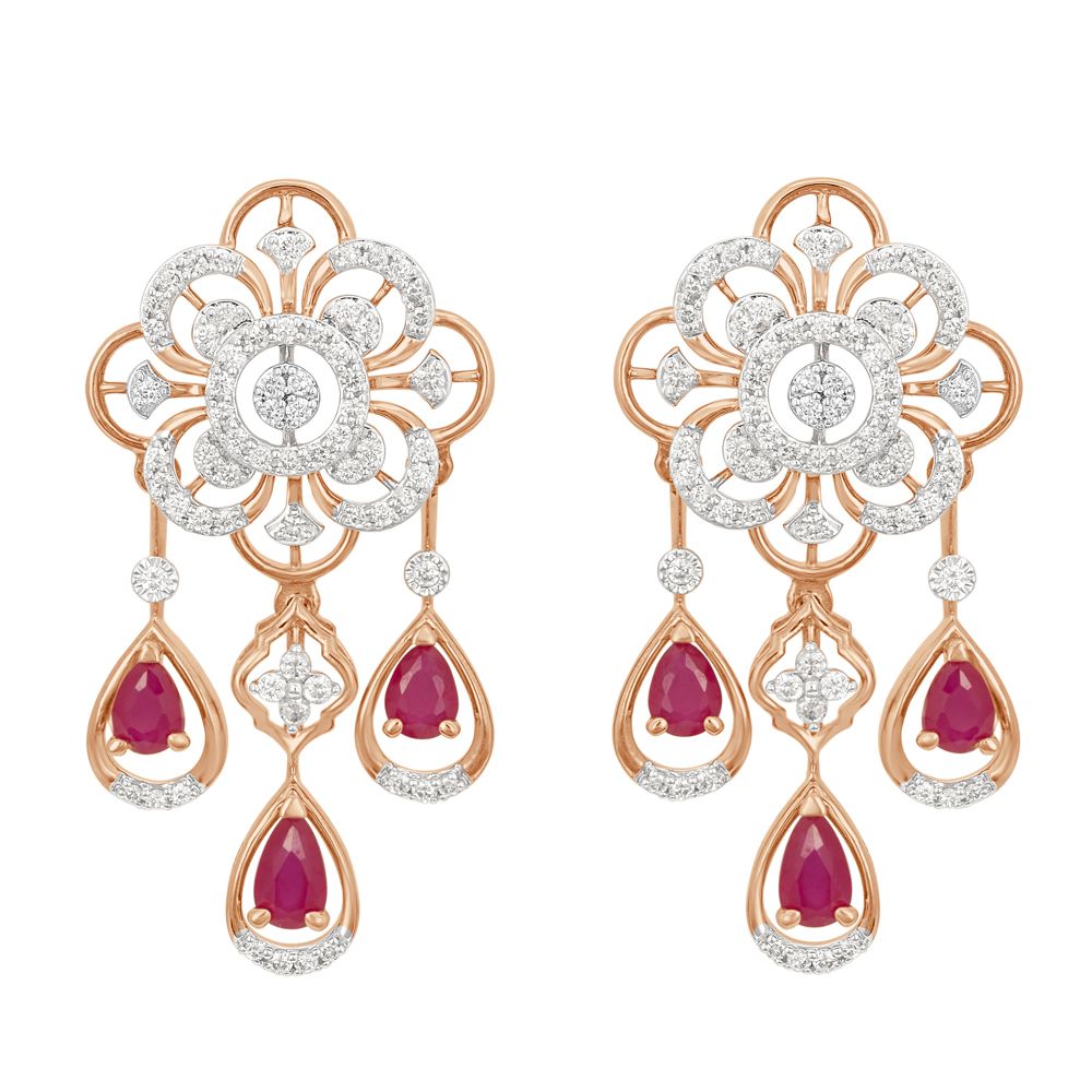 Dewdrop Red Gemstone Earrings-All Jewellery-OSE23047-D410X0B