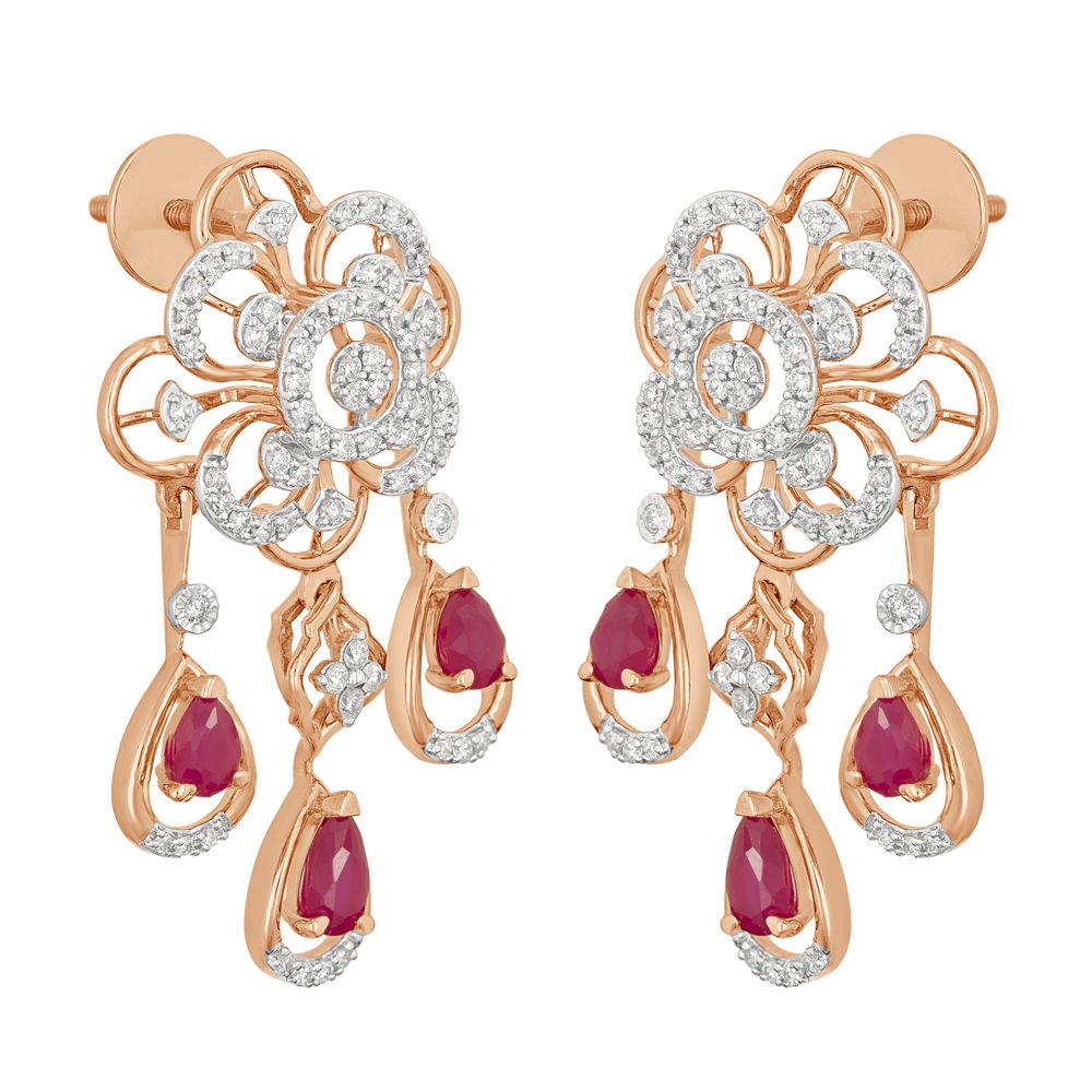 Dewdrop Red Gemstone Earrings-All Jewellery-OSE23047-D410X0B