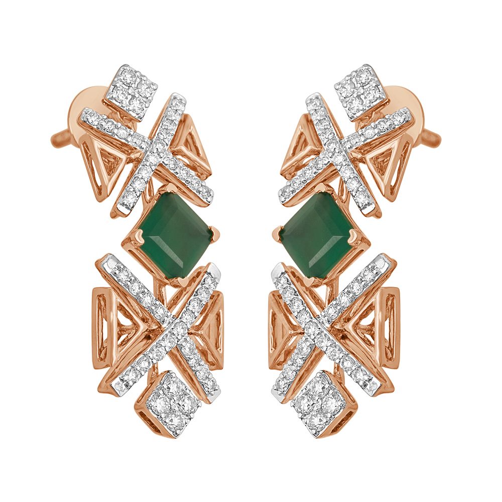 Geometric Green Gemstones and Diamond Jewellery Set-All Jewellery-ONS23048-D411X0B