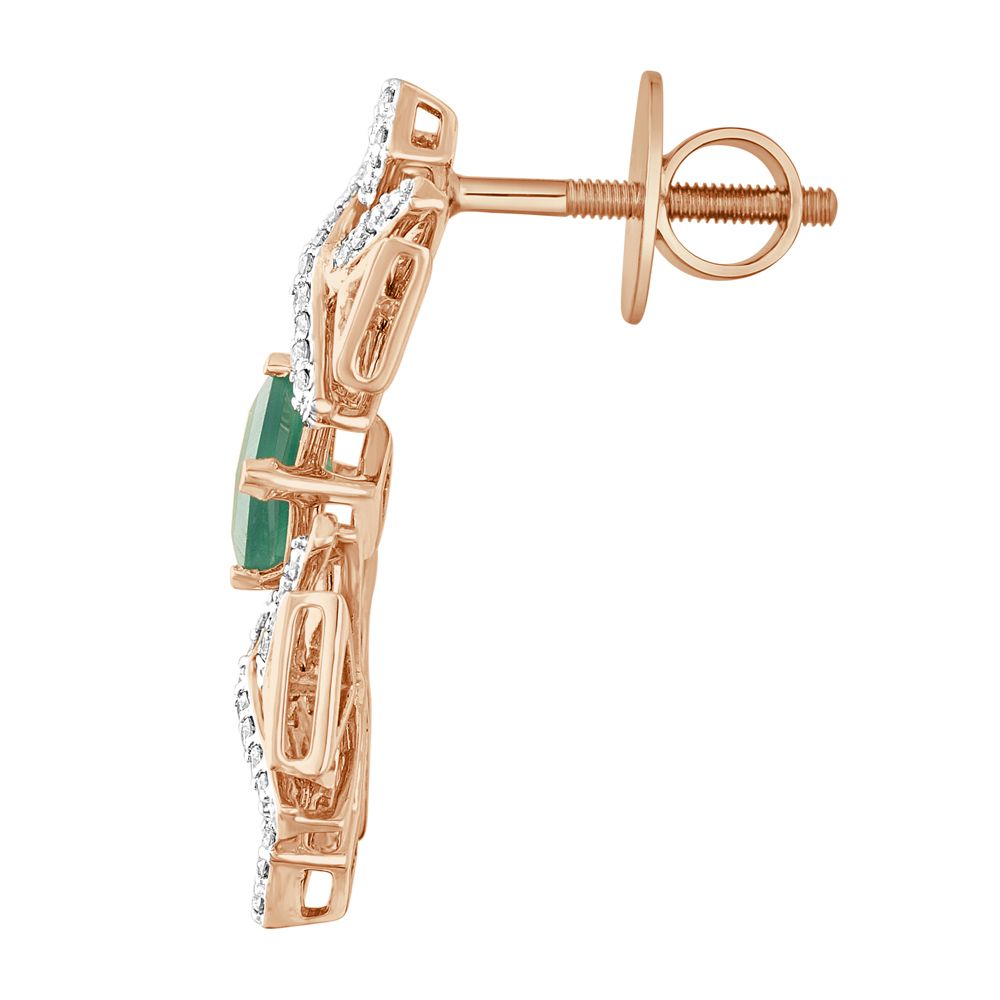 Geometric Green Gemstones and Diamond Earrings -All Jewellery-OSE23048-D411X0B