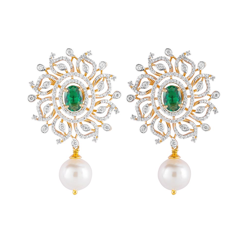 Elegant Diamond Earrings and Necklace Set in Yellow Gold-All Jewellery-ONS23A01-D309R0B