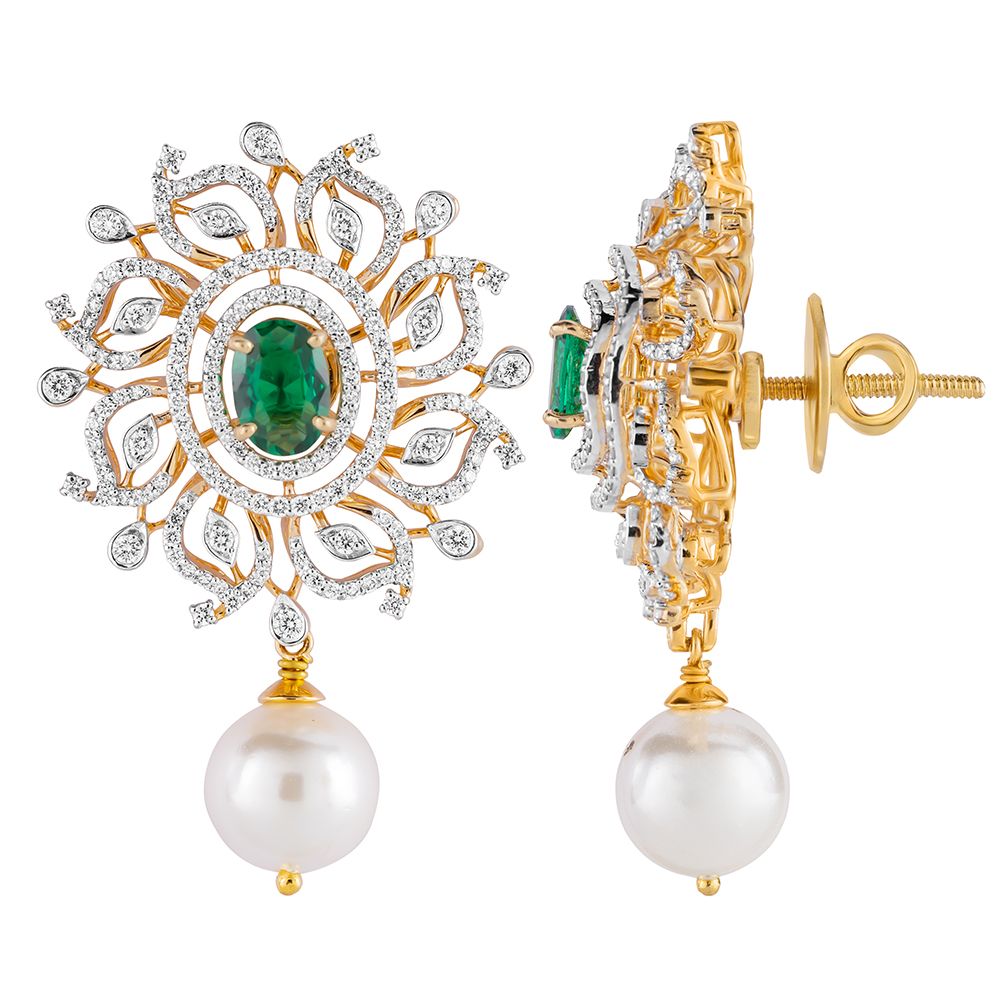 Elegant Diamond Earrings and Necklace Set in Yellow Gold-All Jewellery-ONS23A01-D309R0B